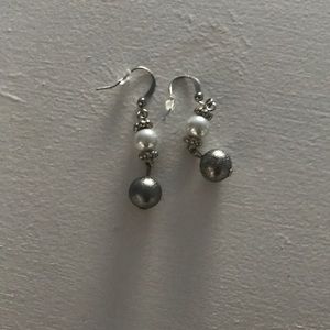 Silver and pearl drop earrings